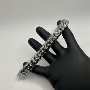 16mm Cuban Bracelet in Silver Hypoallergenic Waterproof High Quality Steel 7.75”